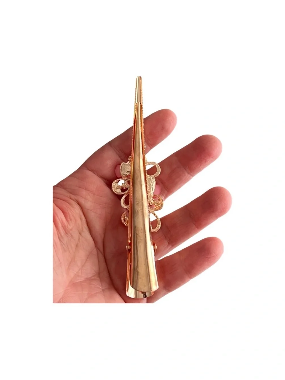 Gold Hair Clip with Red Gem Flourish - Women's Jewelry FINAL PRICE DROP